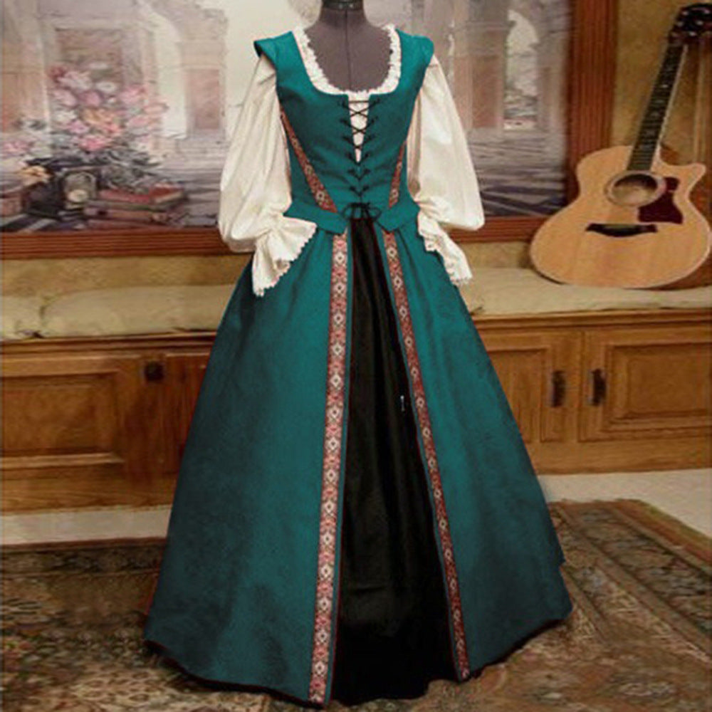 Renaissance Style Cinched Large Swing Two-piece Dresses