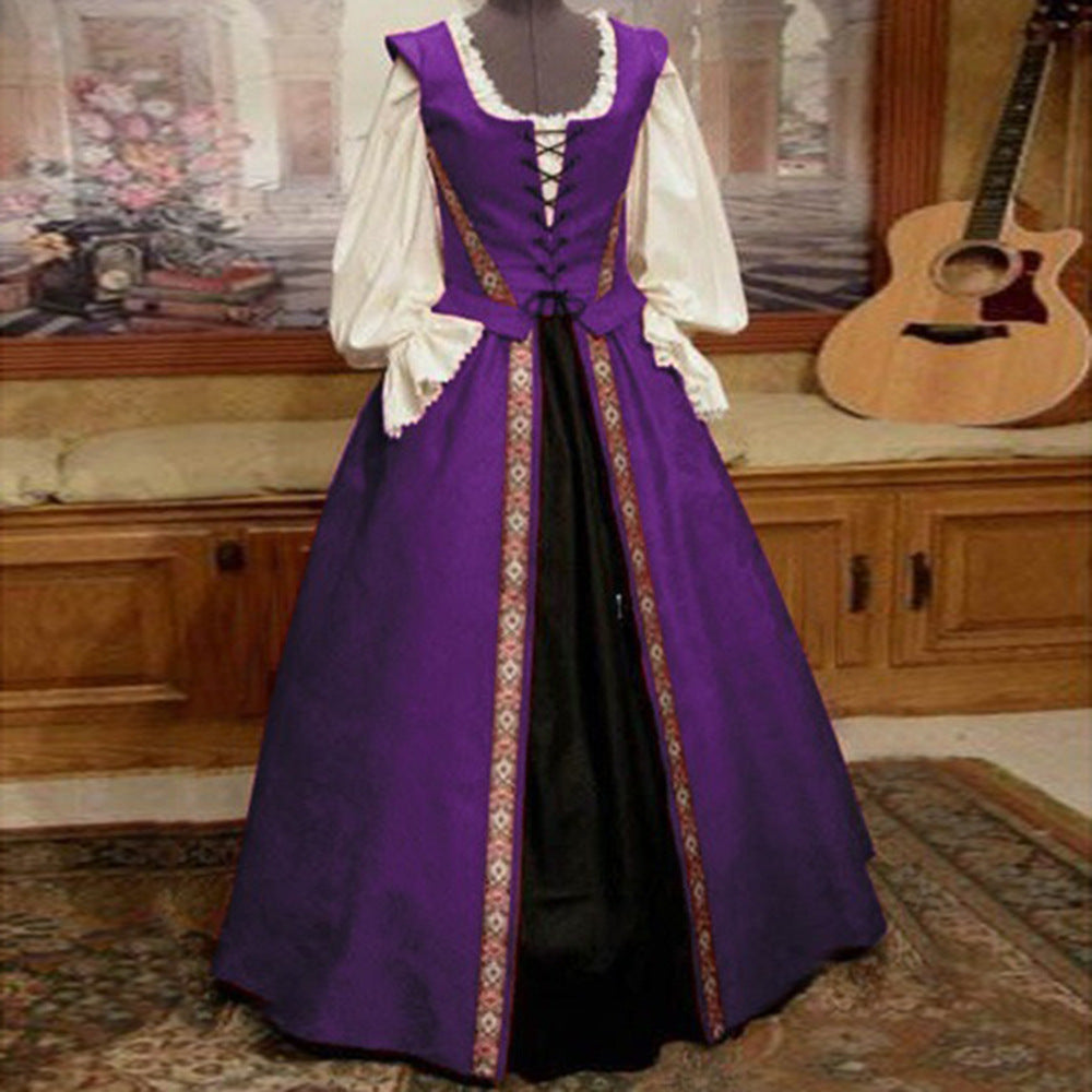 Renaissance Style Cinched Large Swing Two-piece Dresses