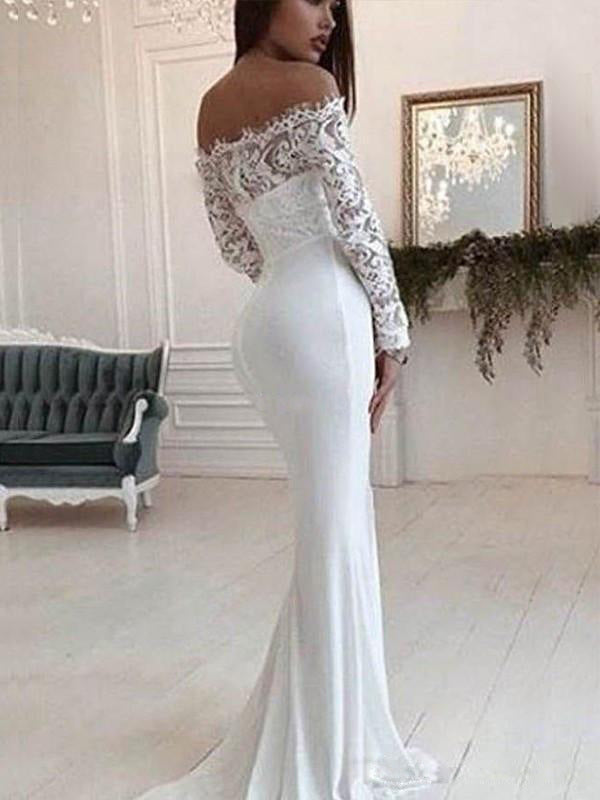 Women's Autumn Fashion Lace Long Sleeve Dress Wedding Dresses