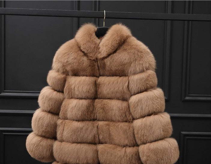 Women's Fur Imitation Fox Faux Slimming Stand Coats