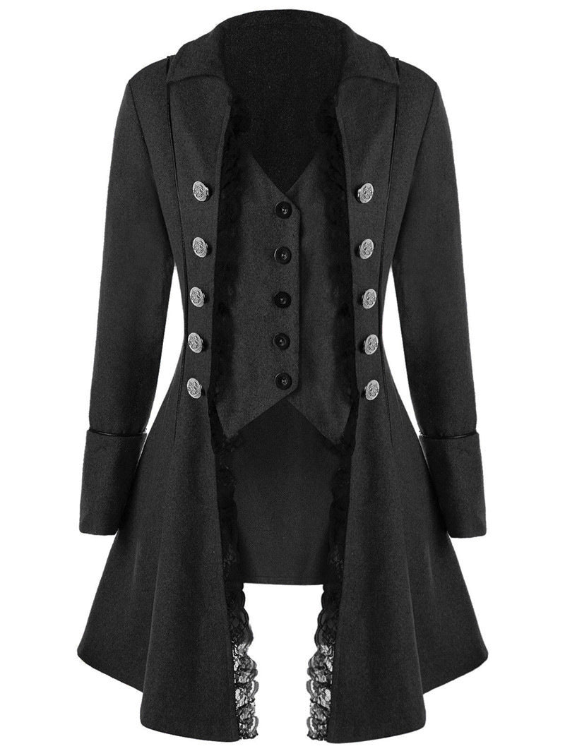 Women's Solid Color Long Sleeve Three Breasted Coats
