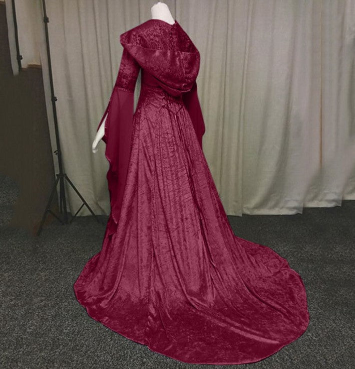 Women's Simple Medieval Retro Style Elegant Solid Color Long Dresses