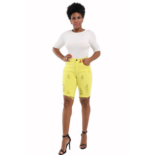 Women's Glamorous Candy Color Ripped Large Jeans