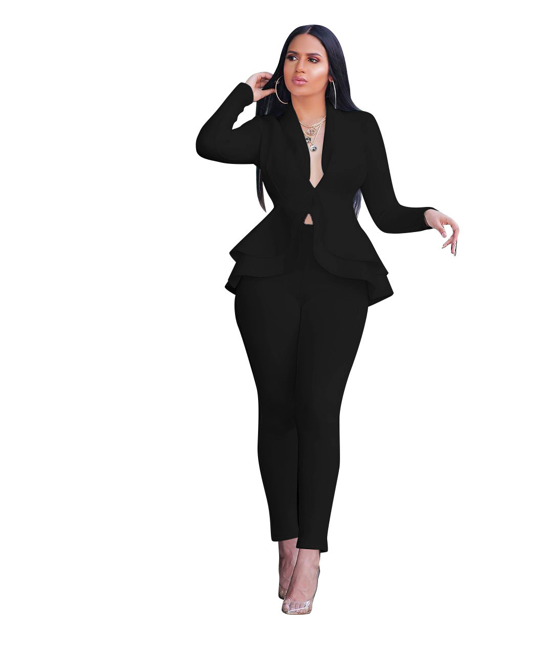 Women's Fashion Ruffles Air Layer Business Wear Suits