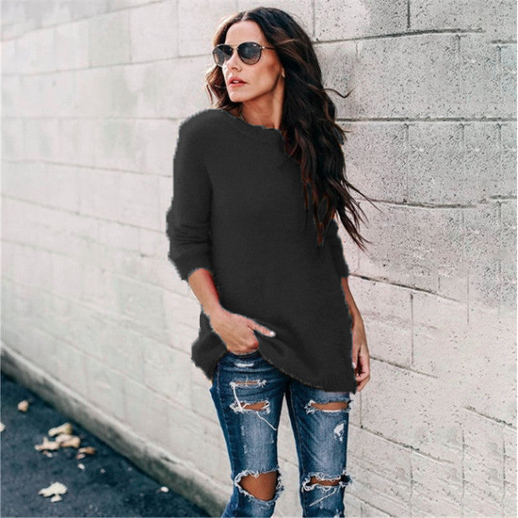 Stylish Innovative Women's Autumn Splicing Pullover Sweater