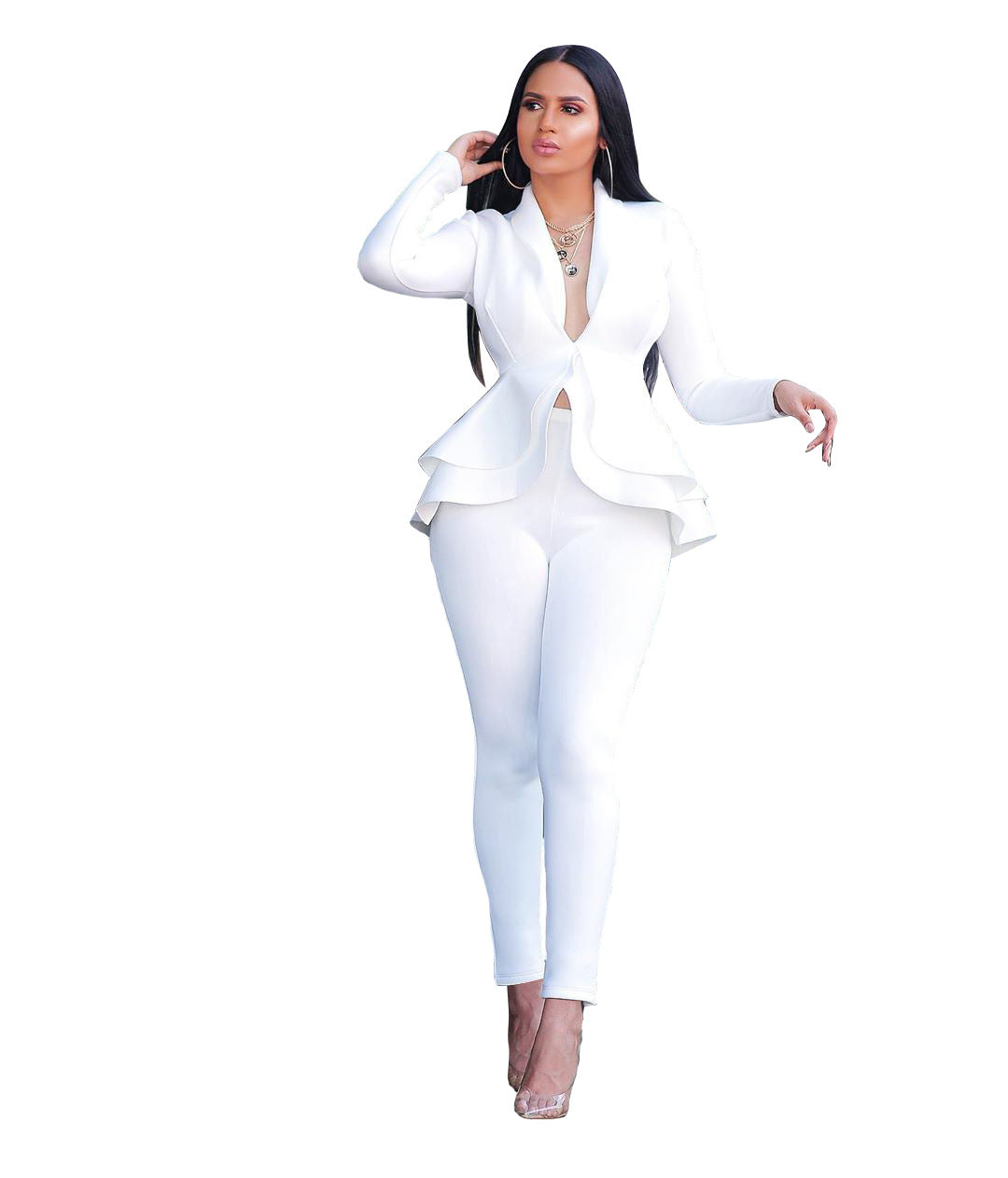 Women's Fashion Ruffles Air Layer Business Wear Suits