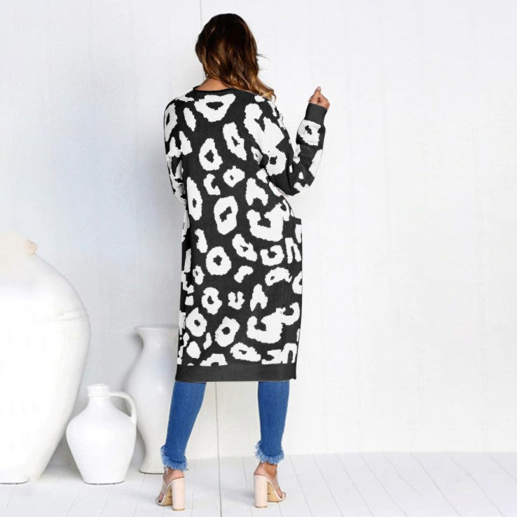 Women's Color Leopard Print Polka Dot Loose Women's Sweater