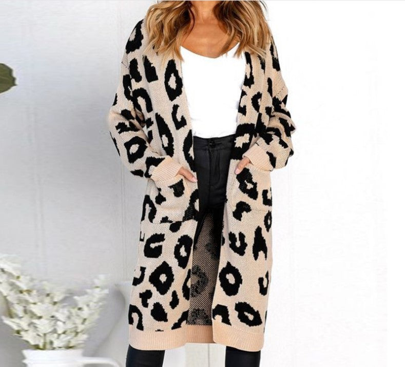 Women's Color Leopard Print Polka Dot Loose Women's Sweater