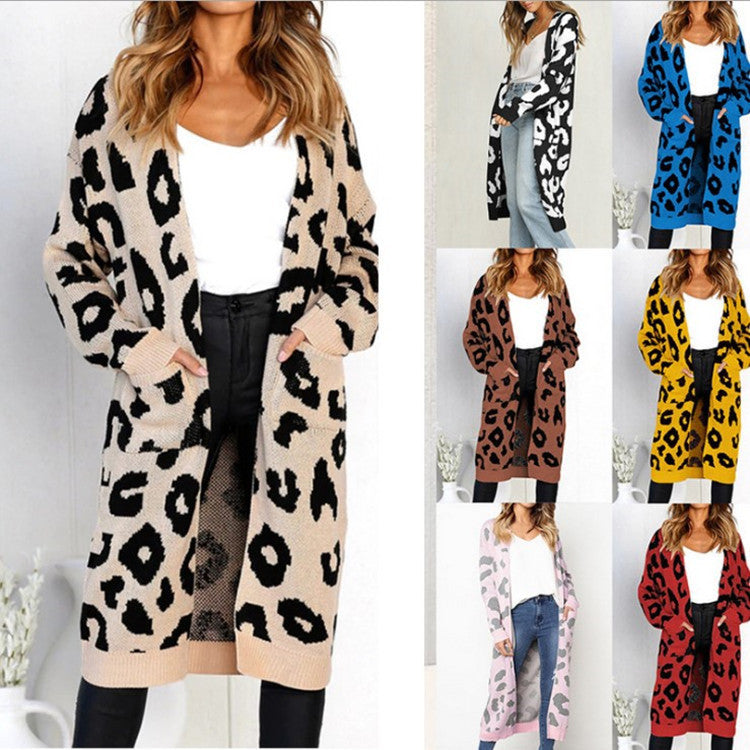 Women's Color Leopard Print Polka Dot Loose Women's Sweater