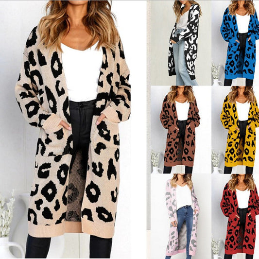 Women's Color Leopard Print Polka Dot Loose Women's Sweater