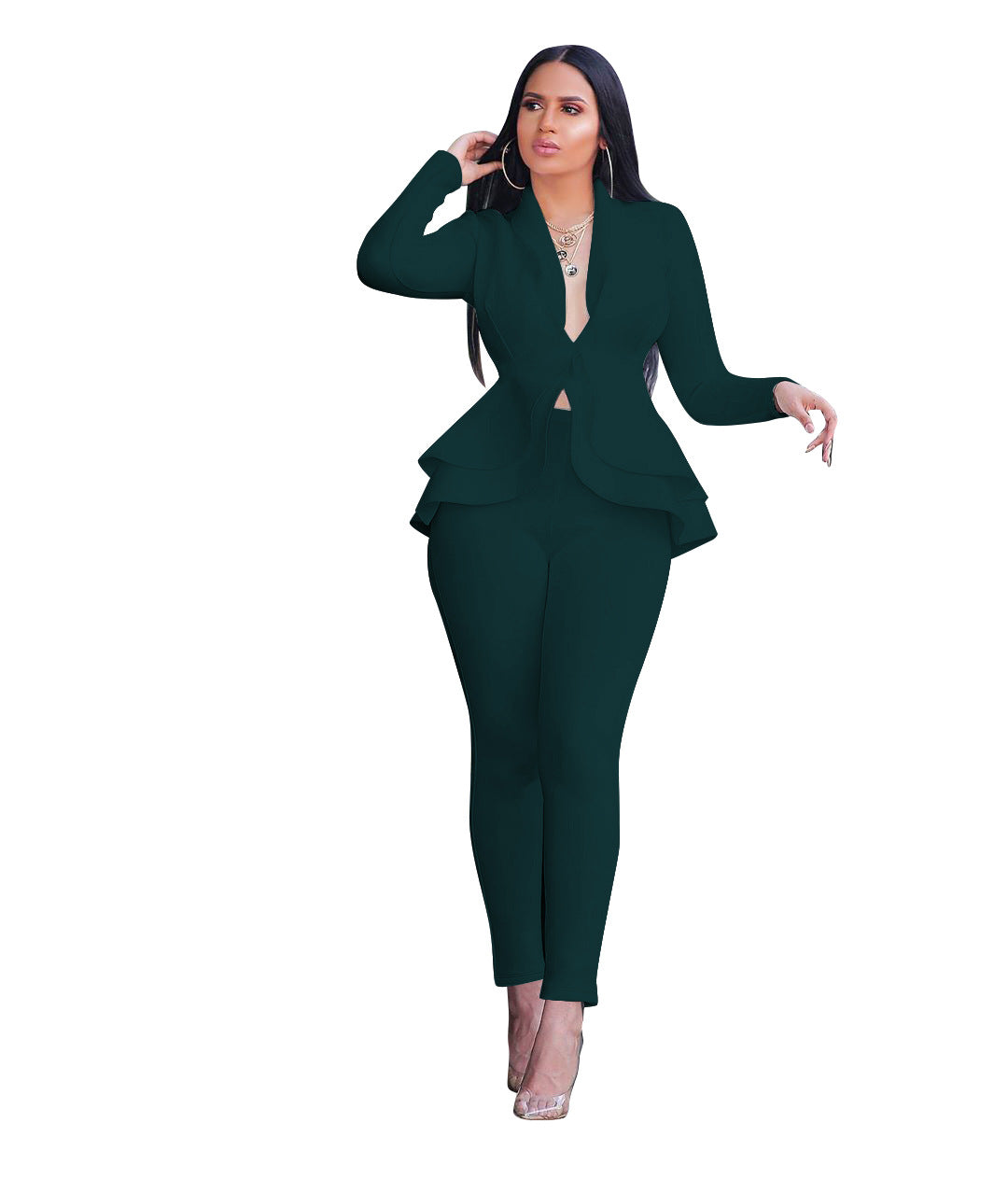 Women's Fashion Ruffles Air Layer Business Wear Suits