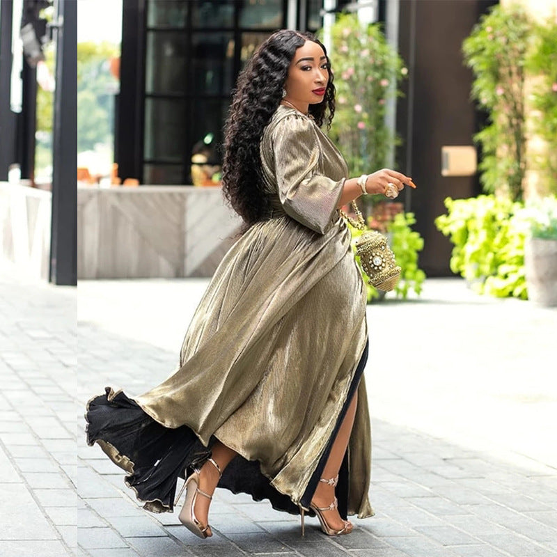 Women's Dress Long Sleeve Slightly Fat Loose Dresses