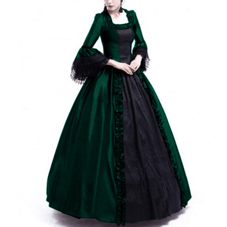 Christmas Lace Stitching Large Bell Sleeve Dresses