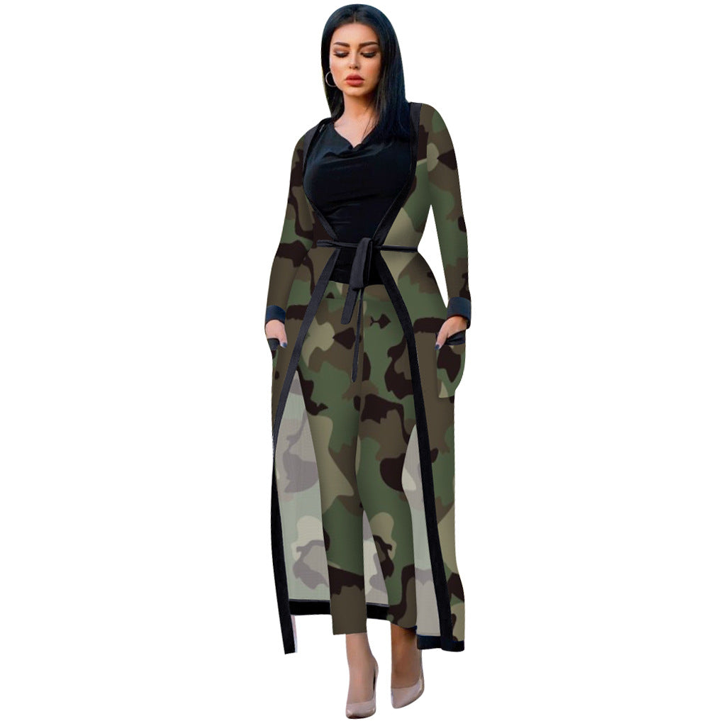 Women's Printed Cloak Trousers Two-piece Set With Suits