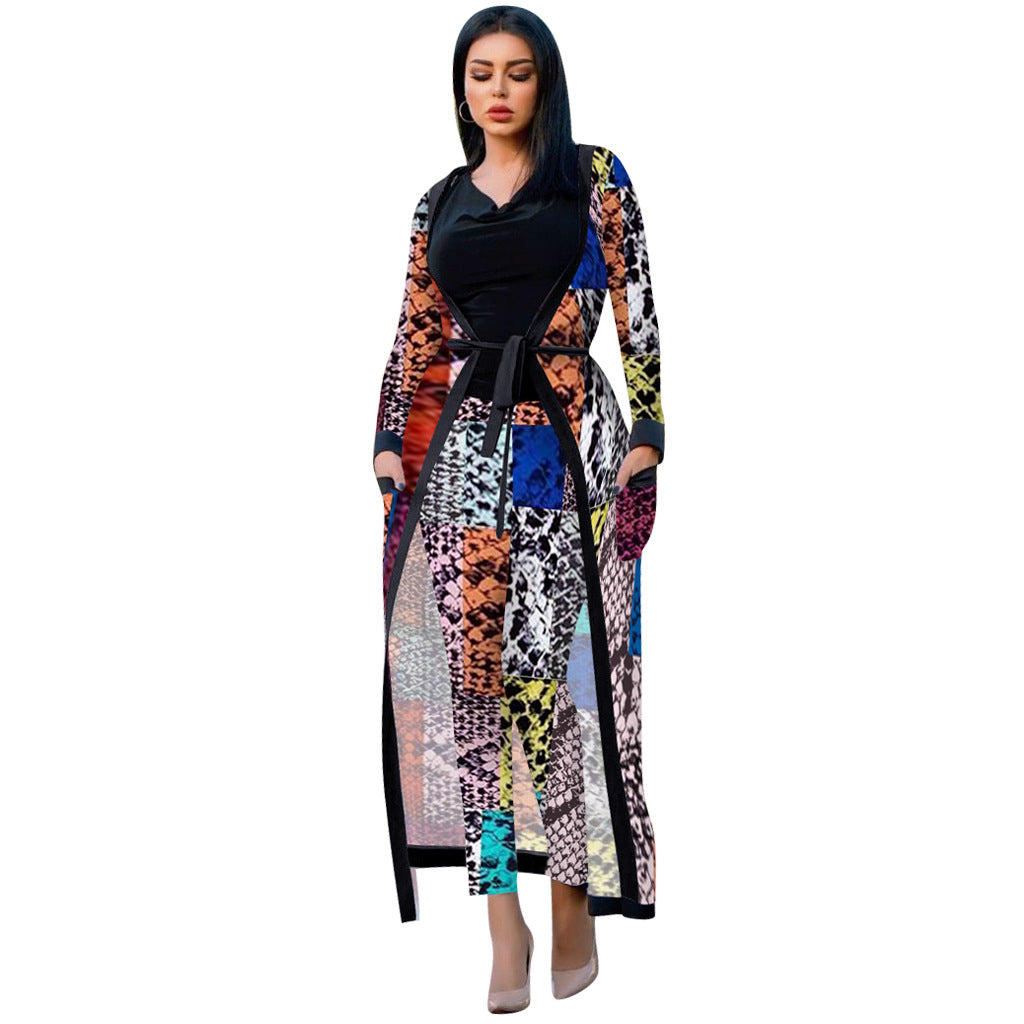 Women's Printed Cloak Trousers Two-piece Set With Suits