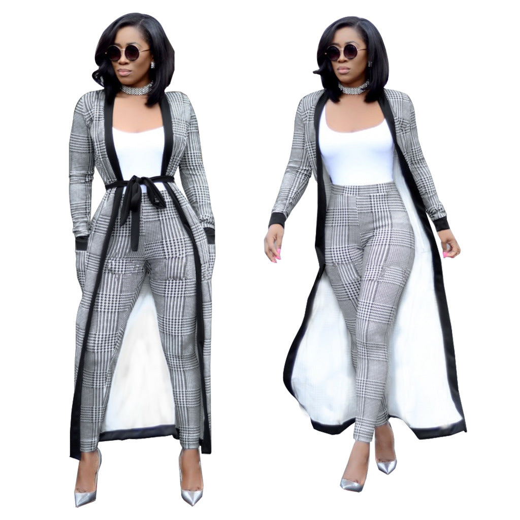 Women's Printed Cloak Trousers Two-piece Set With Suits