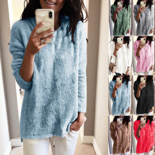 Women's Fashion Wear Winter Round Neck Fleece Tops
