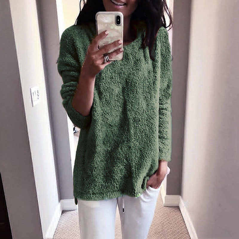 Women's Fashion Wear Winter Round Neck Fleece Tops