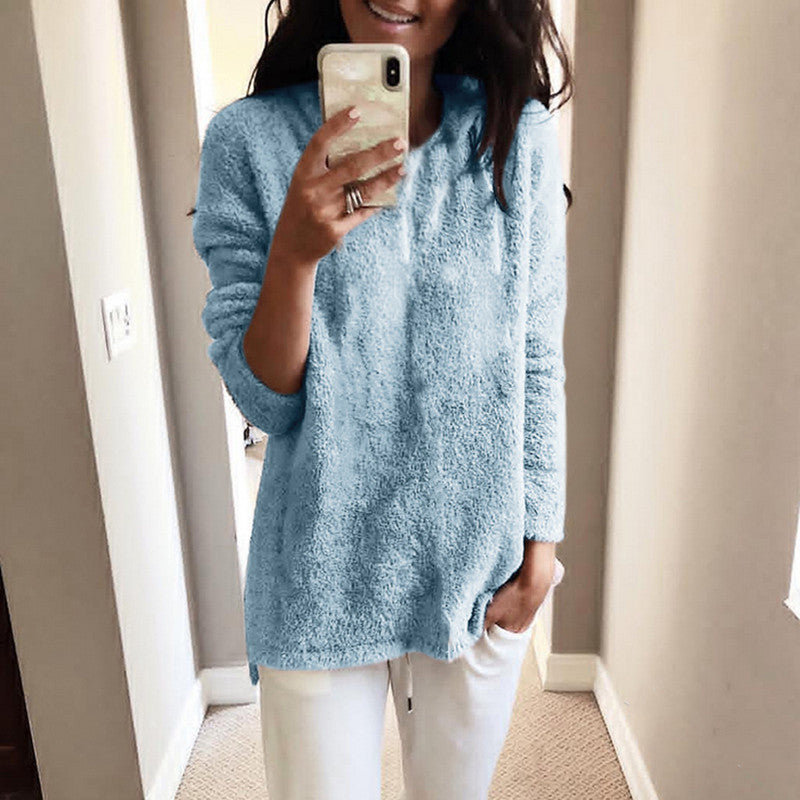Women's Fashion Wear Winter Round Neck Fleece Tops