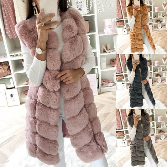 Imitation Fur Artificial Wool Long Plush Warm Coats