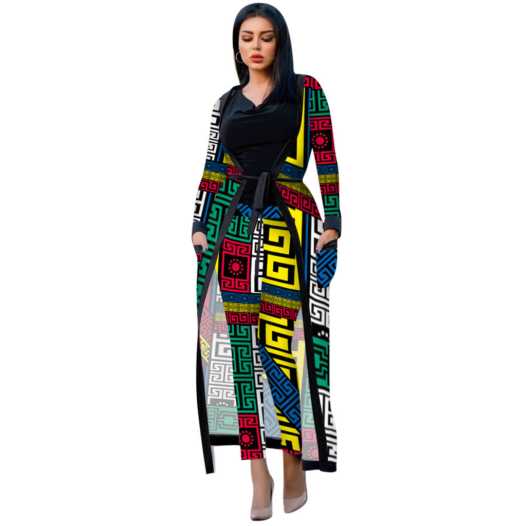Women's Printed Cloak Trousers Two-piece Set With Suits