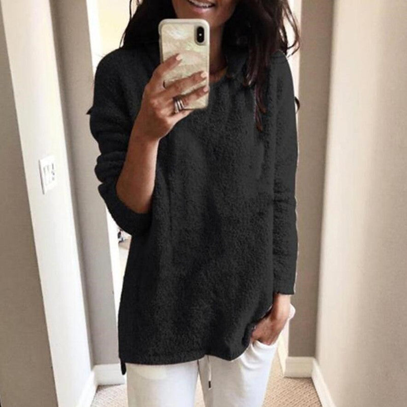 Women's Fashion Wear Winter Round Neck Fleece Tops