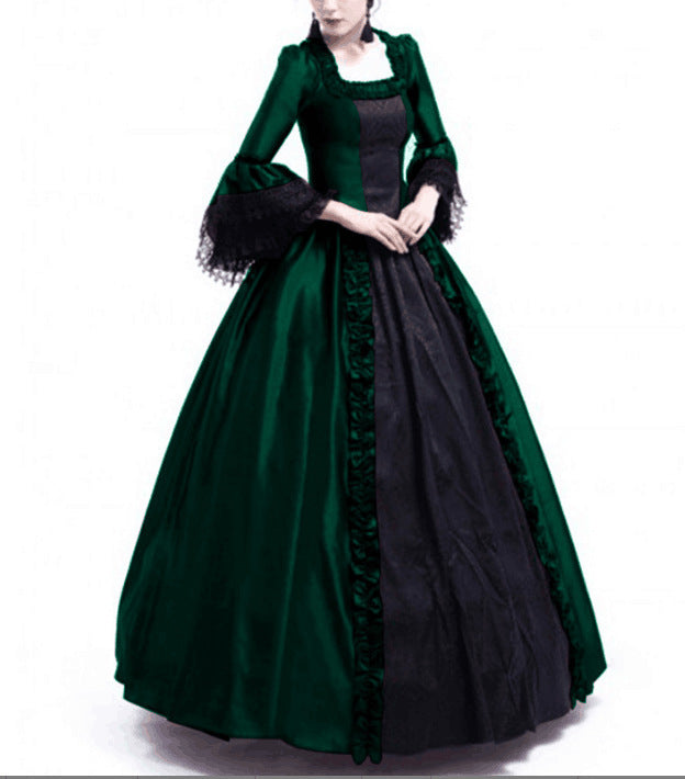 Christmas Lace Stitching Large Bell Sleeve Dresses