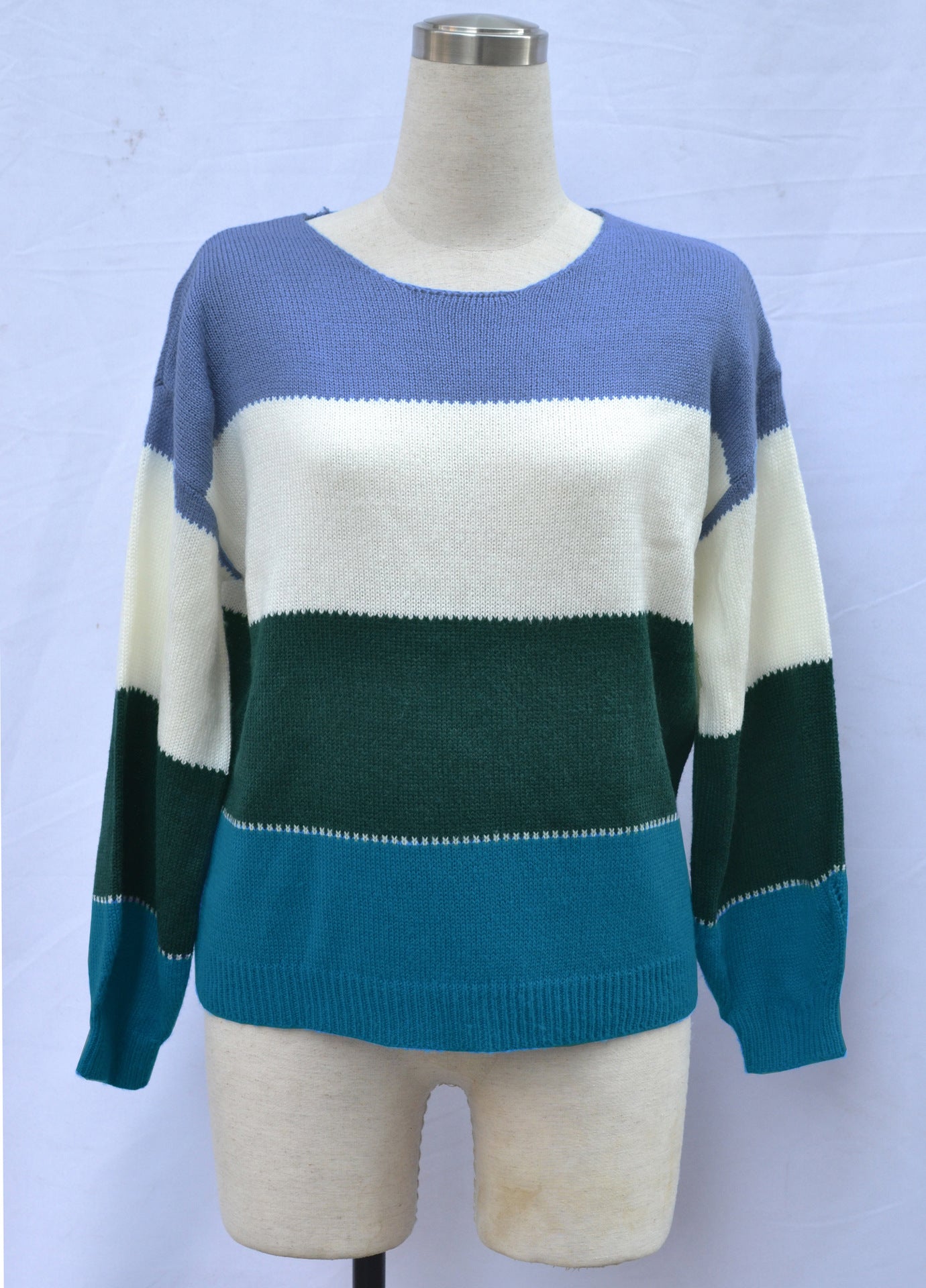 Women's Crew Neck Mid-length Loose Knitted Large Women's Sweater