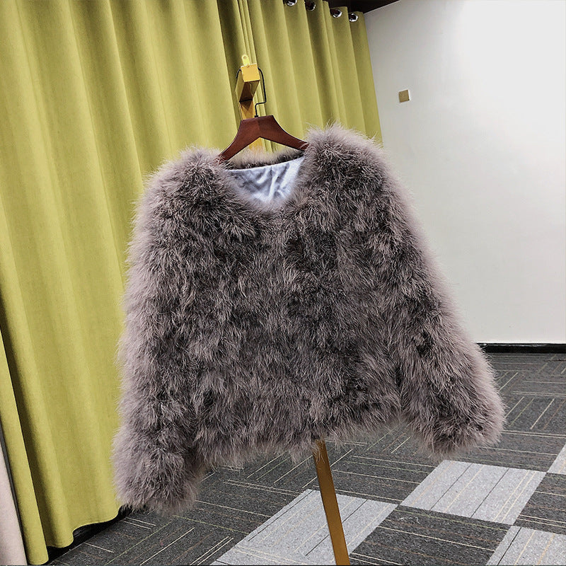 Women's Ostrich Fur Korean Style Clothes Turkey Coats