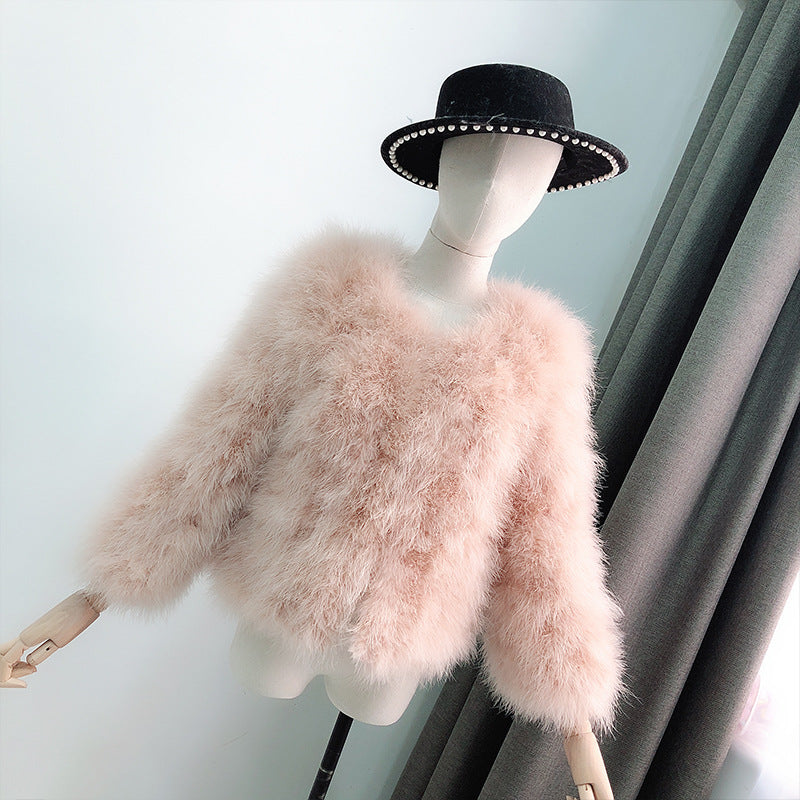 Women's Ostrich Fur Korean Style Clothes Turkey Coats