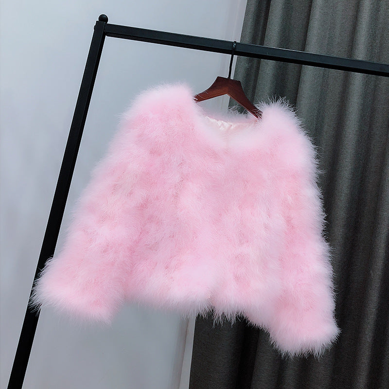 Women's Ostrich Fur Korean Style Clothes Turkey Coats
