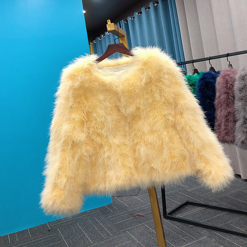 Women's Ostrich Fur Korean Style Clothes Turkey Coats
