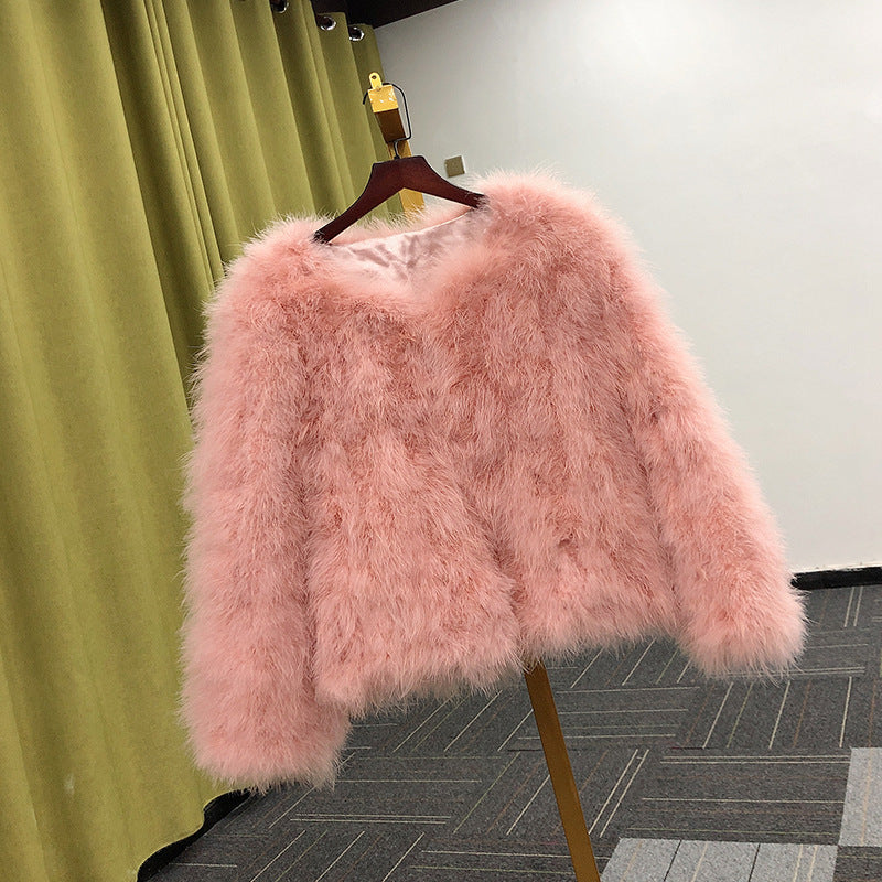 Women's Ostrich Fur Korean Style Clothes Turkey Coats