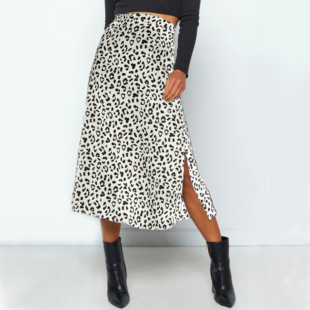 Women's Chiffon Floral Slit Sexy Zipper High Skirts