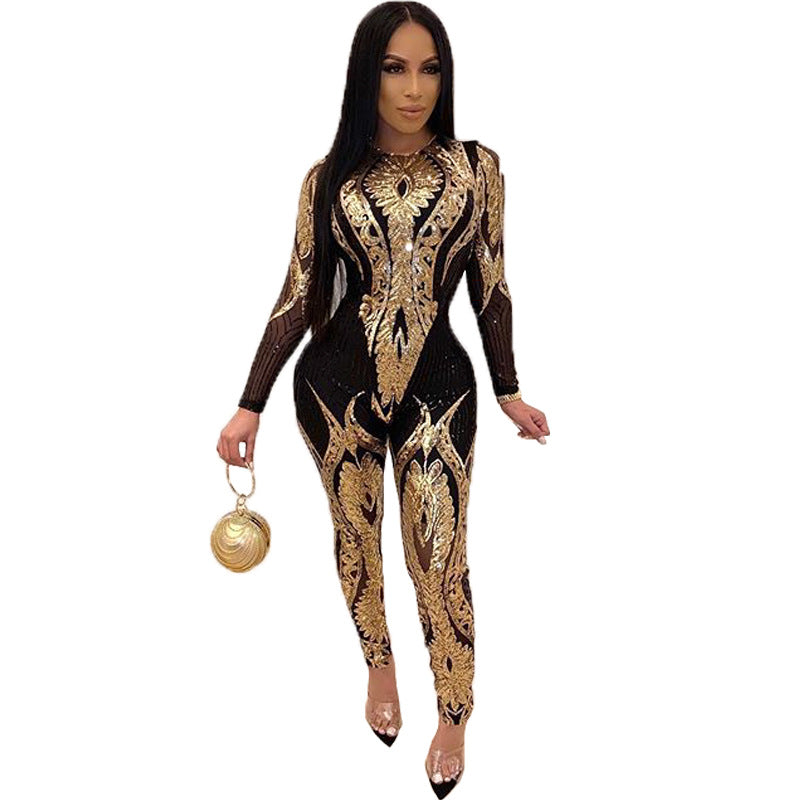 Women's Beautiful Comfortable Sequin Long-sleeved Source Dresses