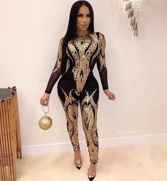 Women's Beautiful Comfortable Sequin Long-sleeved Source Dresses