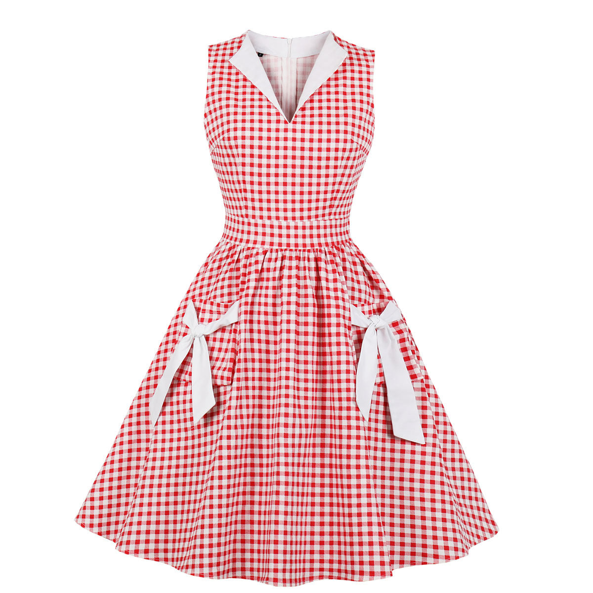 Women's Christmas Plaid Printed Pocket Vintage Dress Dresses