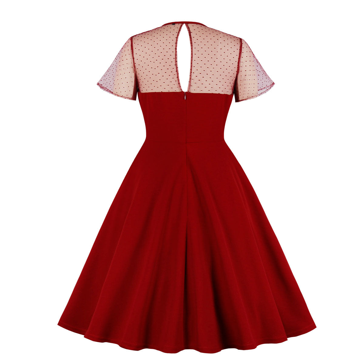 Women's Mesh Polka Dot Sleeve Stitching Pettiskirt Dresses