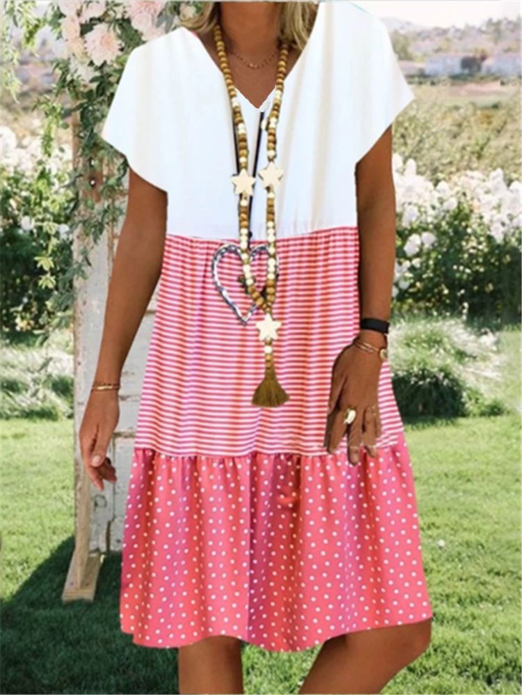 Classic Beautiful Women's Digital Printed Short-sleeved Dress