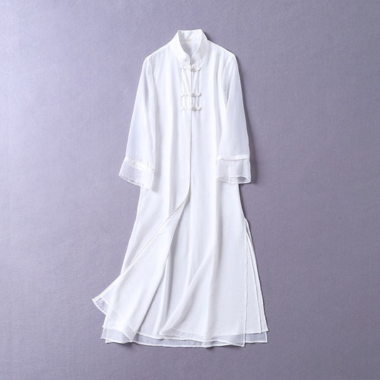 Women's Summer Zen Tea Gown Artistic Retro Han Chinese Style Dress