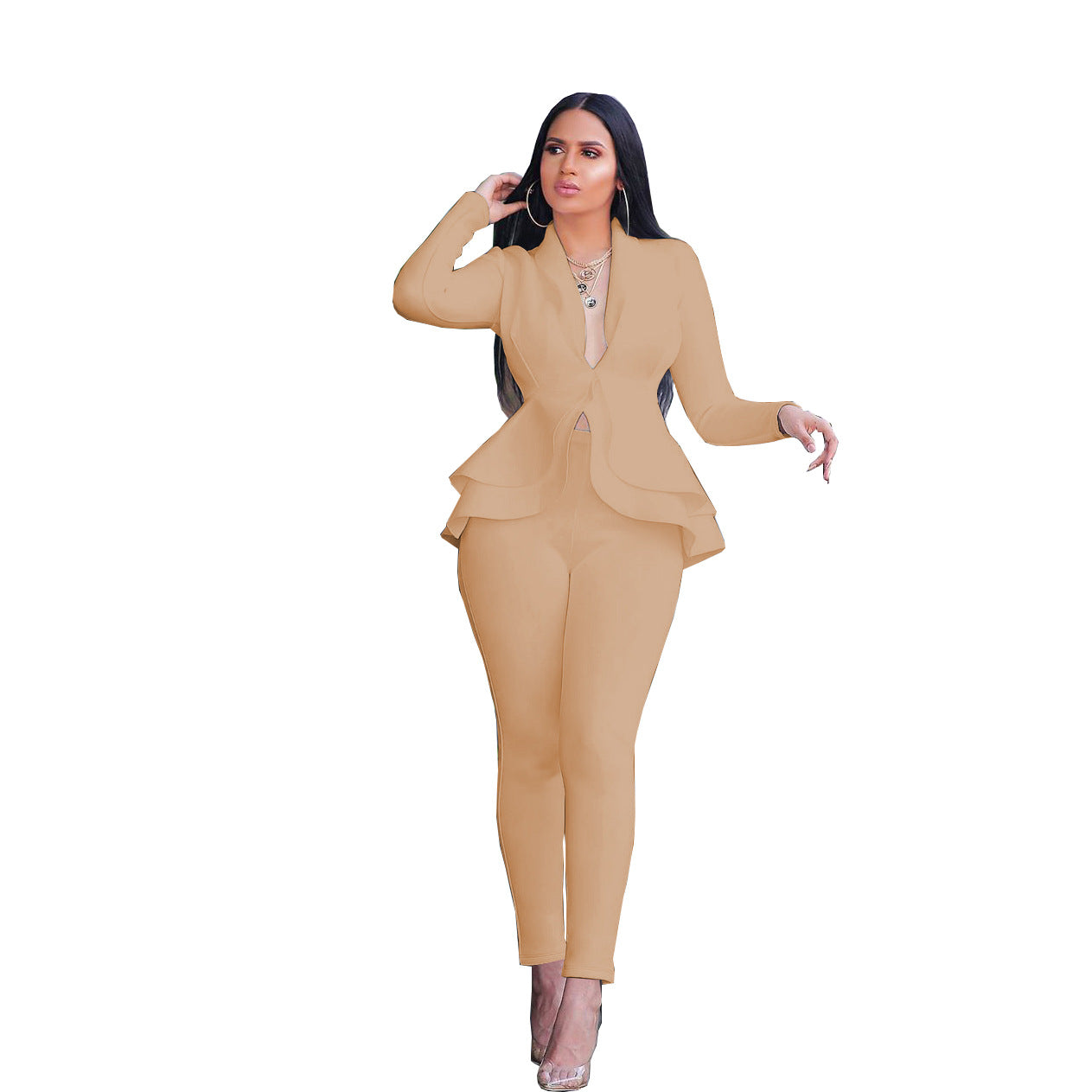 Women's Fashion Ruffles Air Layer Business Wear Suits