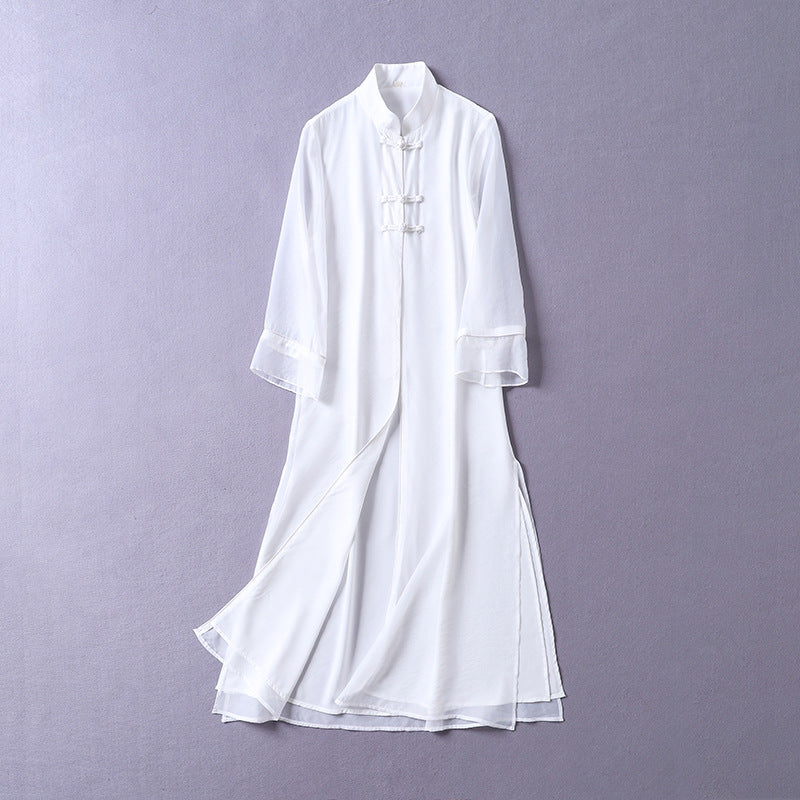 Women's Summer Zen Tea Gown Artistic Retro Han Chinese Style Dress