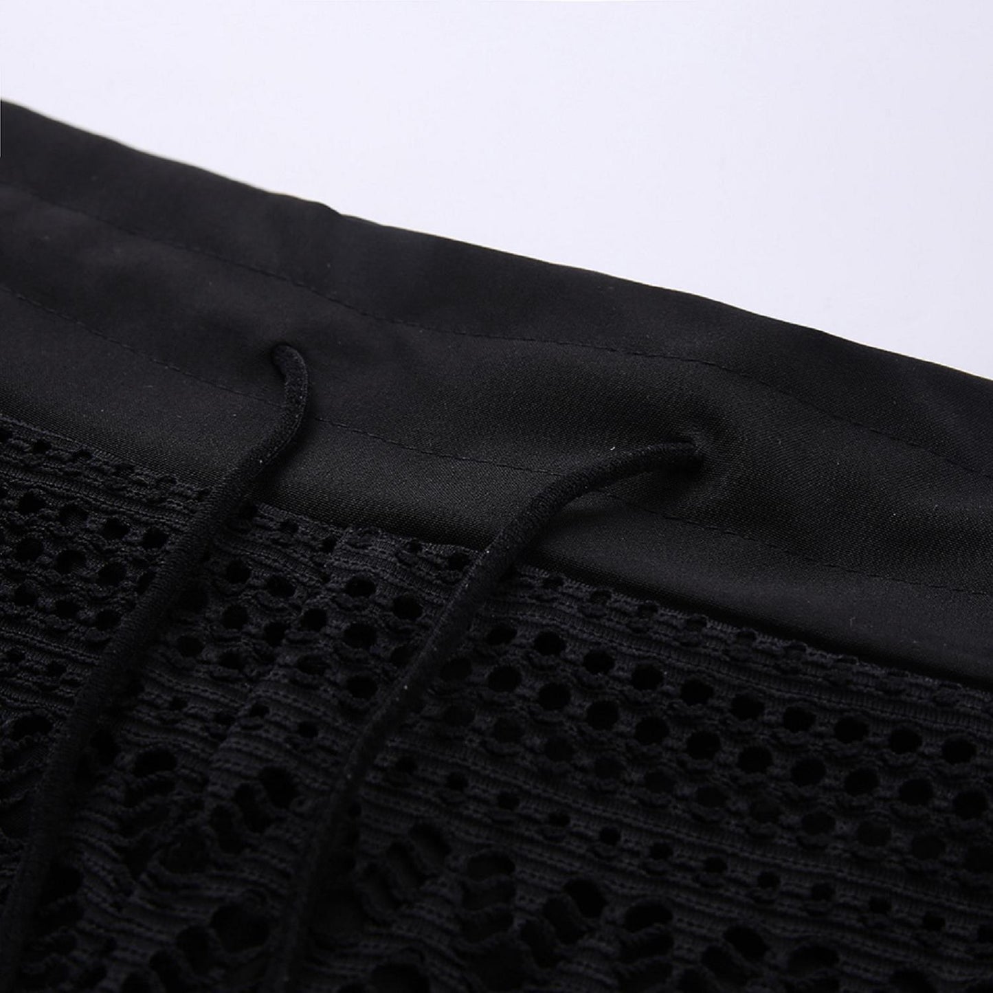 Women's Black Jacquard Lace Set Beach Leisure Shorts