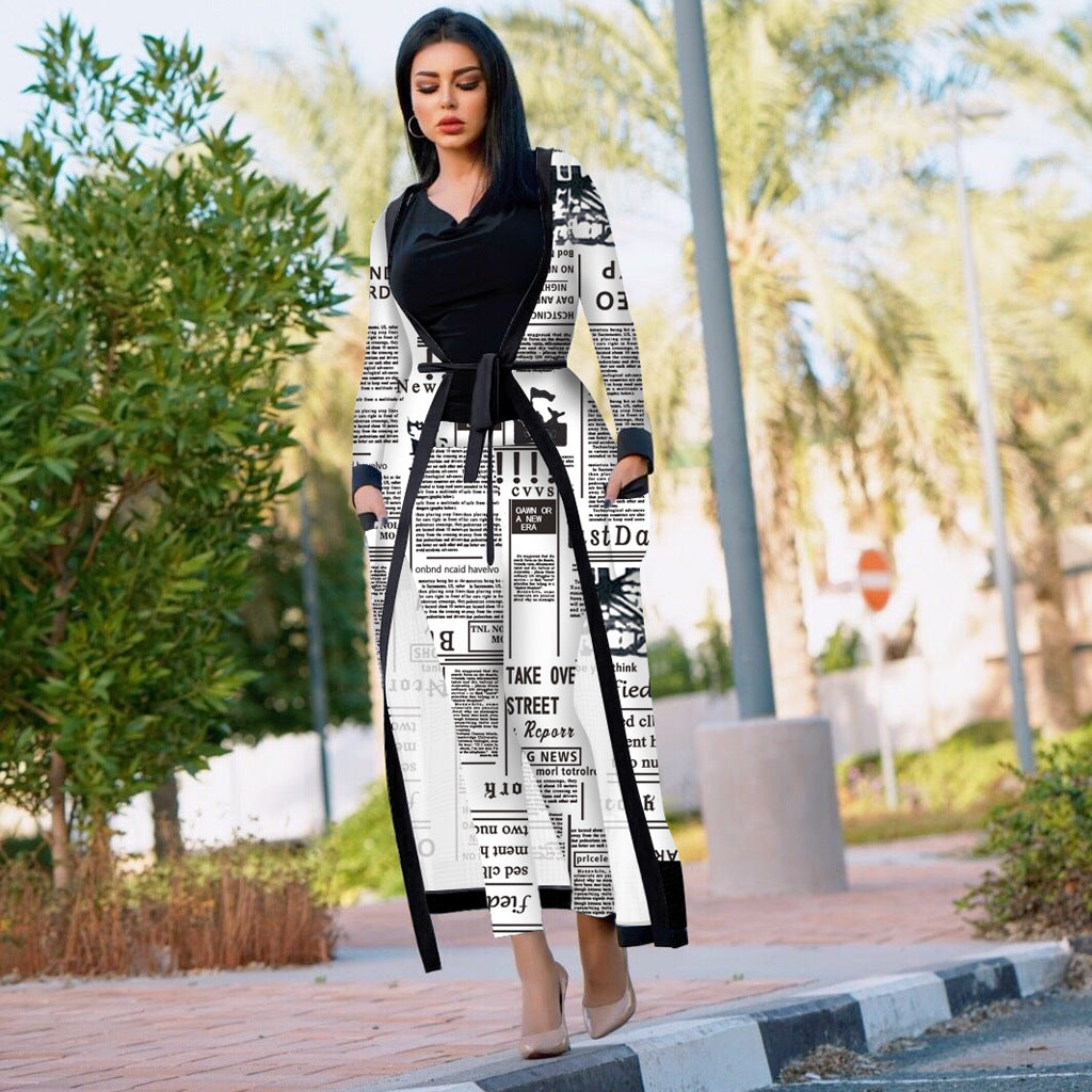 Women's Printed Cloak Trousers Two-piece Set With Suits