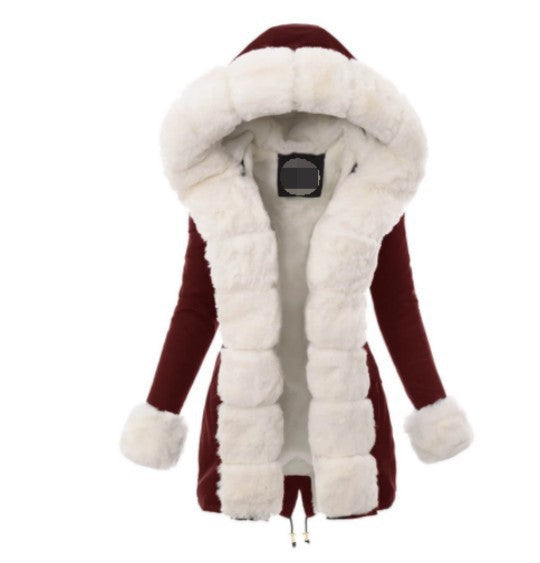 Women's Winter Warm Hooded Fur Collar Cotton Coats