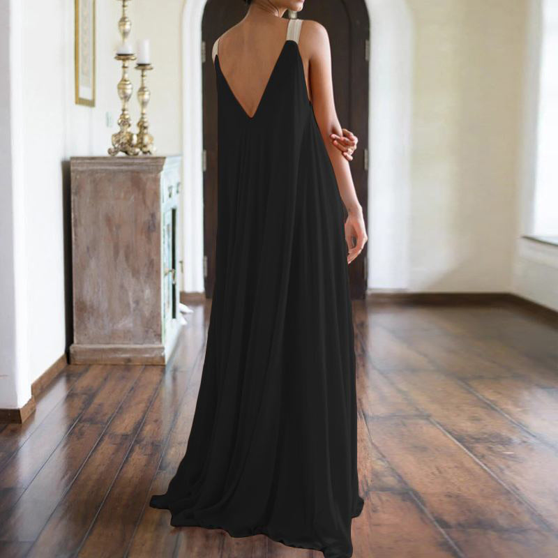Summer Orange Long Dress Bohemian Suspender Dresses