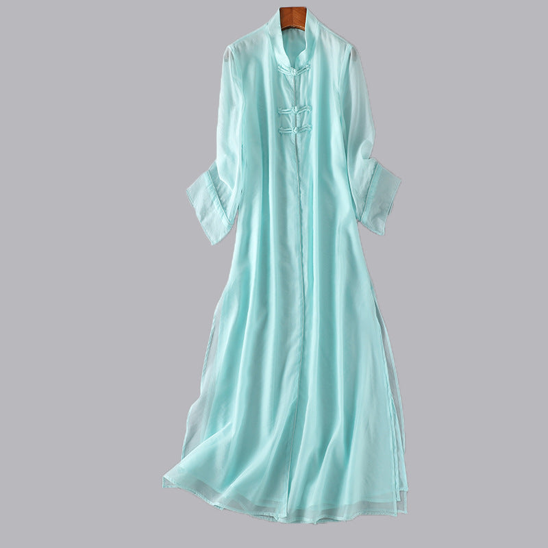 Women's Summer Zen Tea Gown Artistic Retro Han Chinese Style Dress