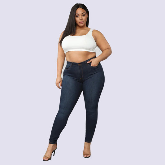 Women's Large Fashion High Elastic Denim Skinny Jeans