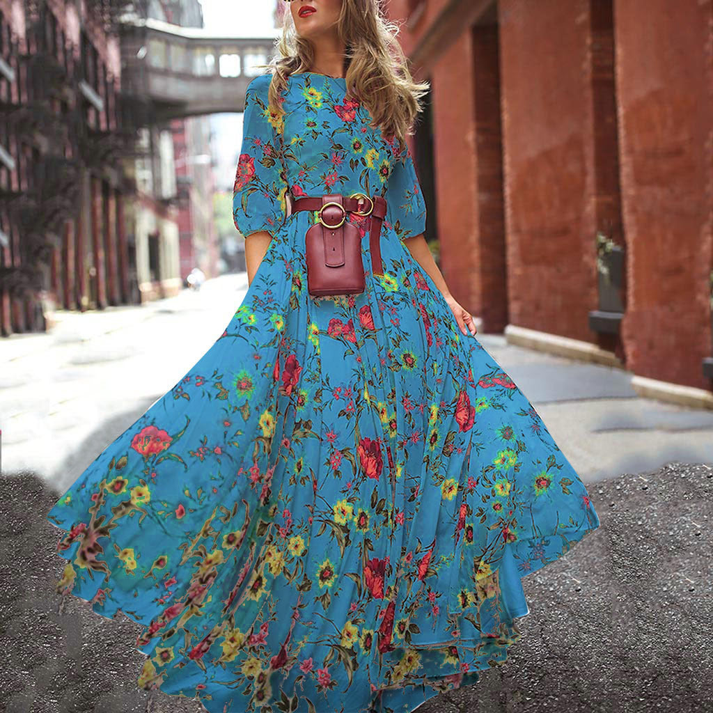 Casual New Elegant Bohemian Printed Chiffon Dress