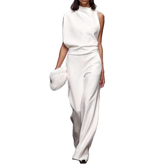 Women's Solid Color Pile Collar Dress Trousers Pants